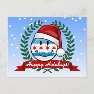 Kerststijl lachende vlag van Chicago Feestdagenkaart