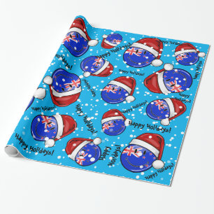 Kerststijl Nieuw-Zeeland glimlachen vlag Cadeaupapier