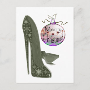 kerstStiletto Shoe en Bauble Art Gifts Feestdagenkaart