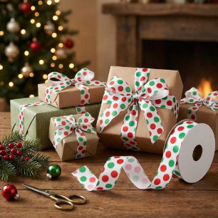 kerstStippen rood wit en groen Lint