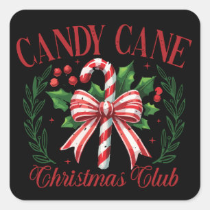 Kerststok Kerst Club Team Passende Winter  Vierkante Sticker