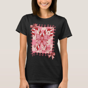 Kerststok Kerstseizoen Schattig Coquette Strik T-shirt