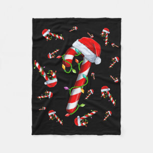 Kerststok Merry And Bright Rood En Witte Kerstsnoe Fleece Deken