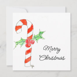 Kerststok met hulst feestdagenkaart