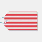 Kerststok rood en wit eenvoudig horizontaal gestre cadeaulabel (Achterkant Horizontaal)