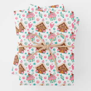 Kerststol, Cupcakes, Snoepgoed Inpakpapier Vel