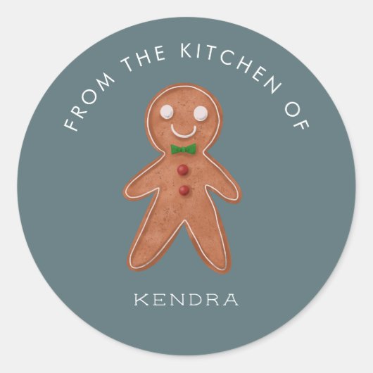 Kerststol Gingerbread Man Ronde Sticker (Voorkant)