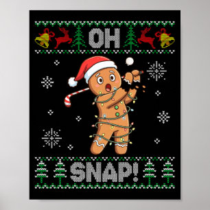 Kerststol Golf Kerst Koekje Oh Snap Kerstman Lelij Poster