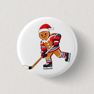 Kerststol Hockey Kerst Ijshockey Sporten Ronde Button 3,2 Cm