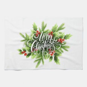 Kerststol kerstmis keukenhanddoek