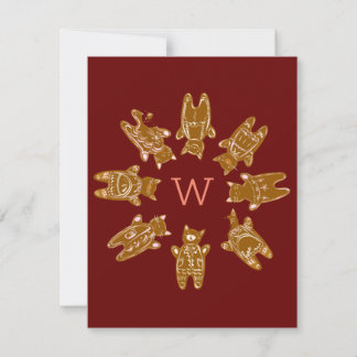Kerststol Kitties Monogram - Platte Kerstkaart