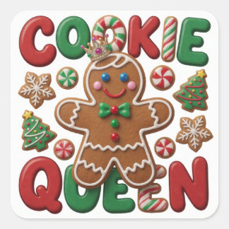 Kerststol Koningin Feestelijke Kerstvreugde Vierkante Sticker