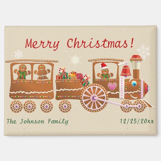 Kerststol Merry Christmas Express Trein Cartoon Magneet (Voorkant)