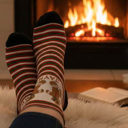 Kerststol Strepen Custom Kerst Soks Sokken