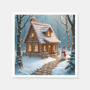 Kerststolp met sneeuwman servet