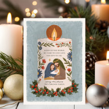 Kerststolpkaars Religieus Kerstmis Vouwkaart