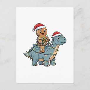 Kerststolrijdende dinosaurus Kerstman Kerstmis Feestdagenkaart