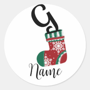kerststop met brief G Ronde Sticker