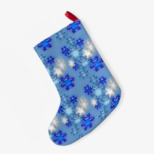 Kerststoppen - Snowflakes op blauw Kleine Kerstsok