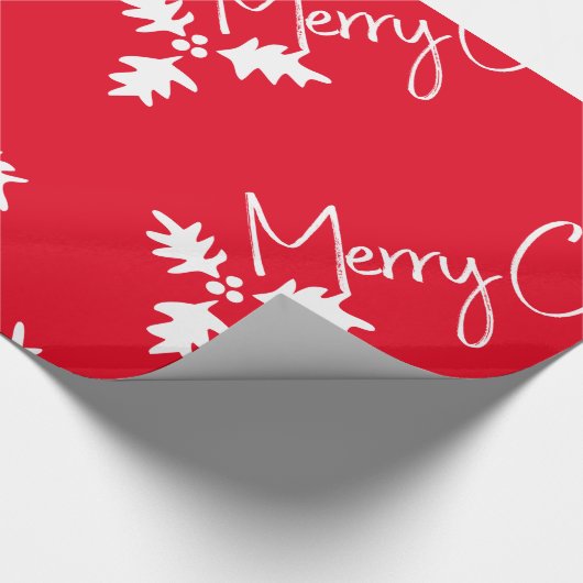 kerststouwstijl Modern Red, naam toevoegen Cadeaupapier (Hoek)