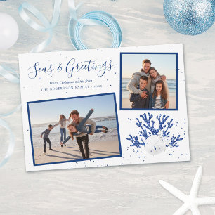 Kerststrand Navy Zee & Groeten 2 Foto Feestdagenkaart