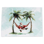 Kerststrand Palmbomen Kerstman Hangmat Tropisch  Groot Cadeauzakje (Voorkant)
