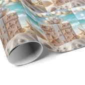 Kerststrandcadeau met zeesterren cadeaupapier (Rol Hoek)