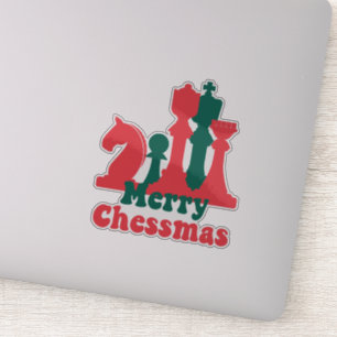 Kerststrategie schaakstukken bordspel feestelijk sticker