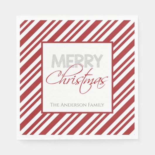 kerststreep met snoepriet | Aangepast Servet (Voorkant)