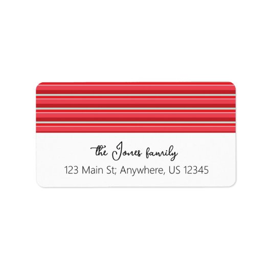 Kerststrepen grote retour adreslabels etiket (Voorkant)