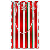 Kerststrepen in wit, groen en rood klein cadeauzakje (Achterkant)