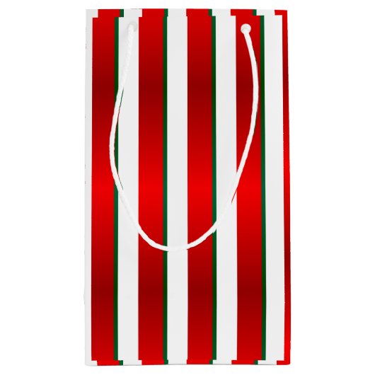 Kerststrepen in wit, groen en rood klein cadeauzakje (Achterkant)