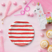 kerststrepen papieren bordje (Feest)