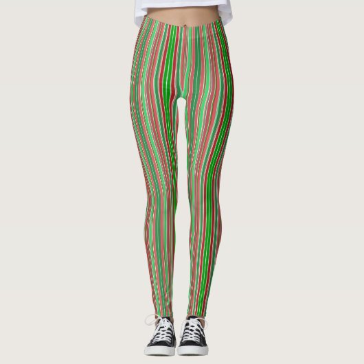 Kerststrepen - Verticaal Leggings (Voorkant)