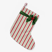 Kerststrik met stripey achtergrond kleine kerstsok (Voorkant (Hangend))