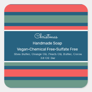 Kerststrips Handgemaakte Zeep Lipscrub Schoonheid Vierkante Sticker