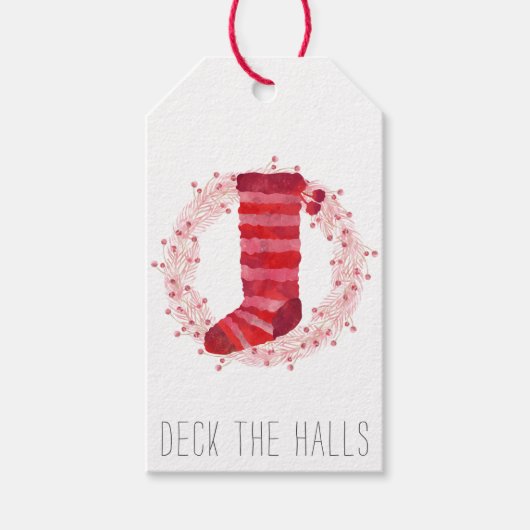 Kerststrump en -krans cadeaulabel (Voorkant)