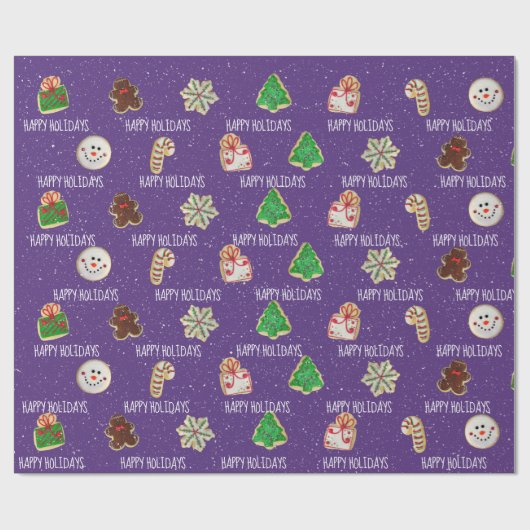 kerstsuikerkoekjes en sneeuwvlokken cadeaupapier (Vlak)