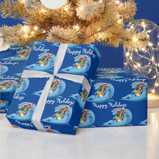KerstSurfer op Wave Cadeaupapier (Feestdagen)