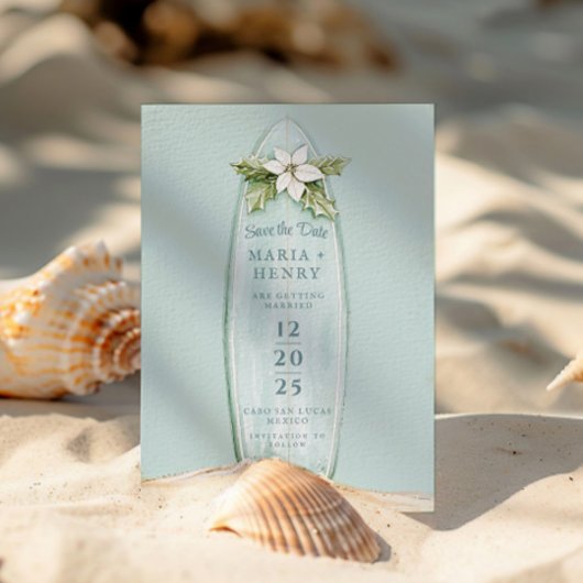 kerstsurfplank | Winter Beach Bewaar de datum Save The Date