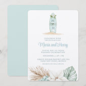 kerstsurfplank | Winter Beach bruiloft Kaart (Voorkant / Achterkant)