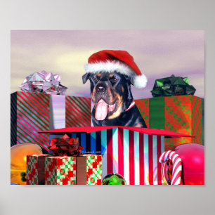 Kerstsurprise voor Rottweiler Poster