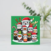 Kerstsushi feestelijke viering kaart (Staand voorkant)