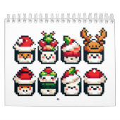 Kerstsushi Gezichten - Schattigee Pixel Art Vakant Kalender (Hoes)