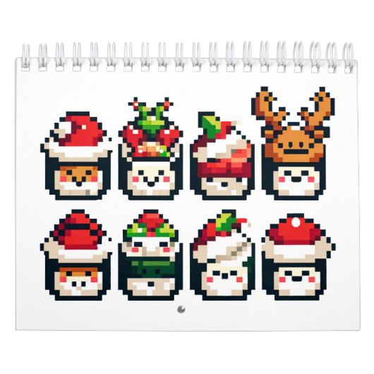 Kerstsushi Gezichten - Schattigee Pixel Art Vakant Kalender (Hoes)