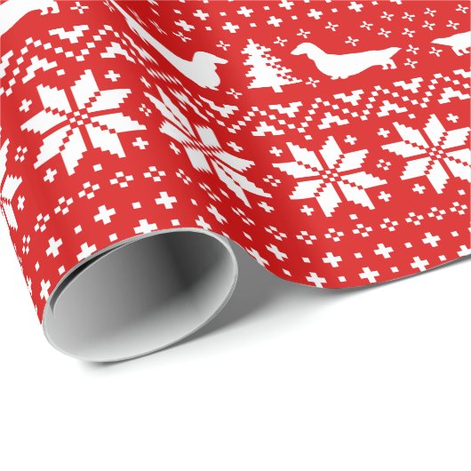 KerstSweater Pattern over lange dagen in Dachshund Cadeaupapier (Rol Hoek)