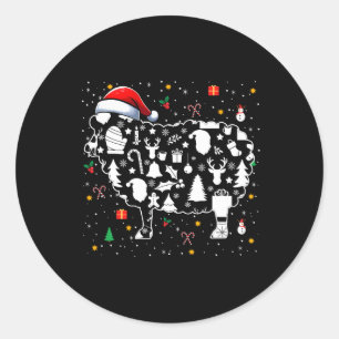 Kerstsymbolen Santa Sheep Schattigee vorm Matching Ronde Sticker