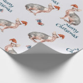 kerstsynx-kat-cadeau, kerstvakantieverval cadeaupapier (Hoek)