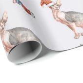 kerstsynx-kat-cadeau, kerstvakantieverval cadeaupapier (Rol Hoek)