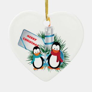 kersttaarpinguïns en aangepaste kaars-siervoorwerp keramisch ornament